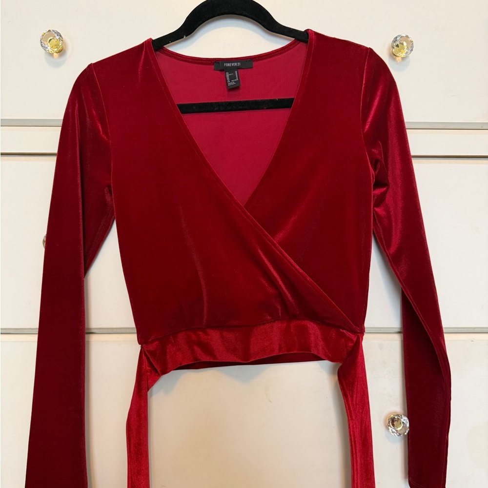 Forever 21 Deep Red Wrap Blouse - Picture 3 of 7